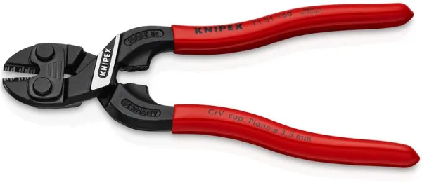 Knipex KNIPEX CoBolt e S Kompakter Bolzenschneider mit Aussparung in der Schneide, schwarz atramentiert, kunststoffbeschichtet 160 mm