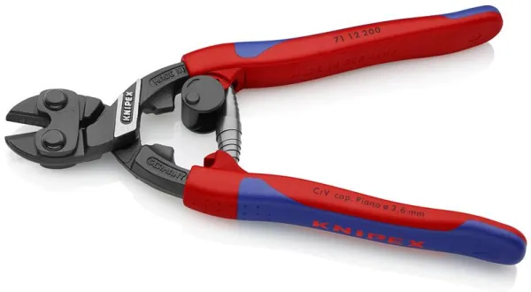 Kompakter Bolzenschneider Knipex CoBolt® schwarz atramentiert, mit schlankem Mehrkomponenten-Griff 200 mm