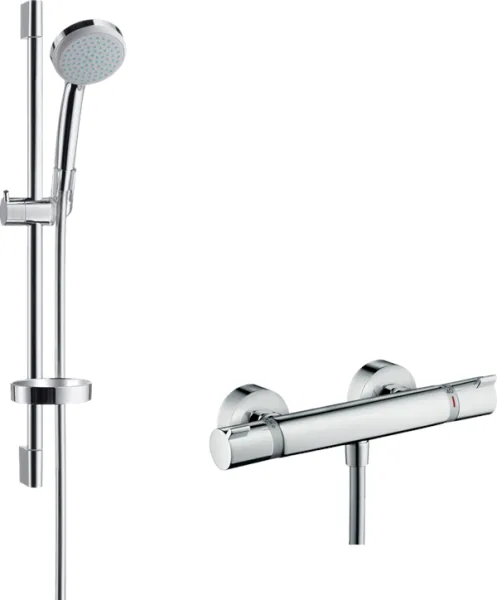 Hansgrohe Croma 100 Duschset mit Ecostat Comfort Thermostatmischer, Chrom