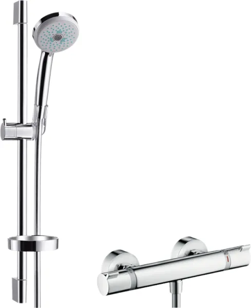 Hansgrohe Croma 100 Duschset mit Ecostat Comfort Thermostatmischer, Chrom