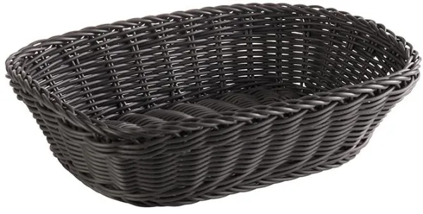 Auslaufendes Modell: Brotkorb, rechteckig, schwarzes Kunststoffgeflecht, 26,5x19xH7 cm