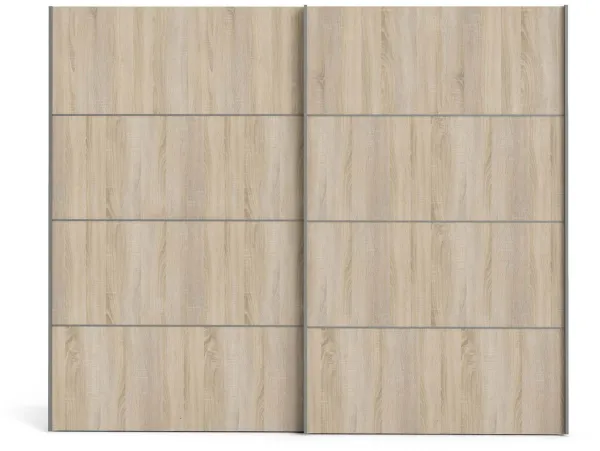 TVILUM Verona Kleiderschrank mit Schiebetüren - Eiche/weißes Holz, 2 Schiebetüren, breit