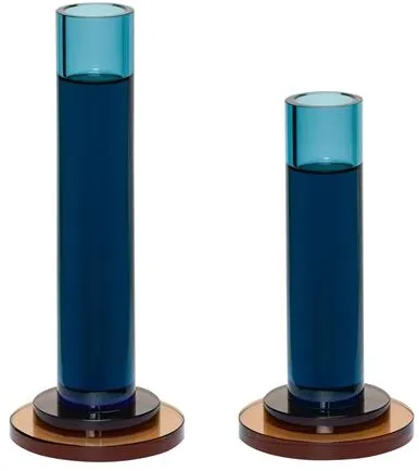 Hübsch Comet Kerzenhalter Set 2 Blau
