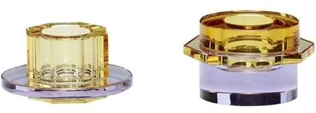 Hübsch Kiosk Kerzenhalter Bernsteinfarben/Lila Set 2