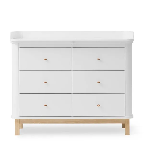 Oliver Furniture Wood Wickeltisch mit 6 Schubladen Weiß/Eiche
