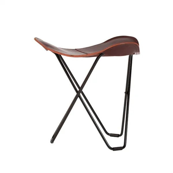Cuero Pampa Flying Goose Hocker - Schwarzes Gestell - Schokolade